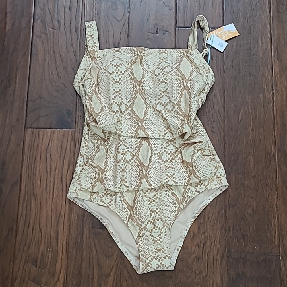 NWT Kona Sol Snakeskin Patterned One-Piece Swimsuit Size Medium (8-10)